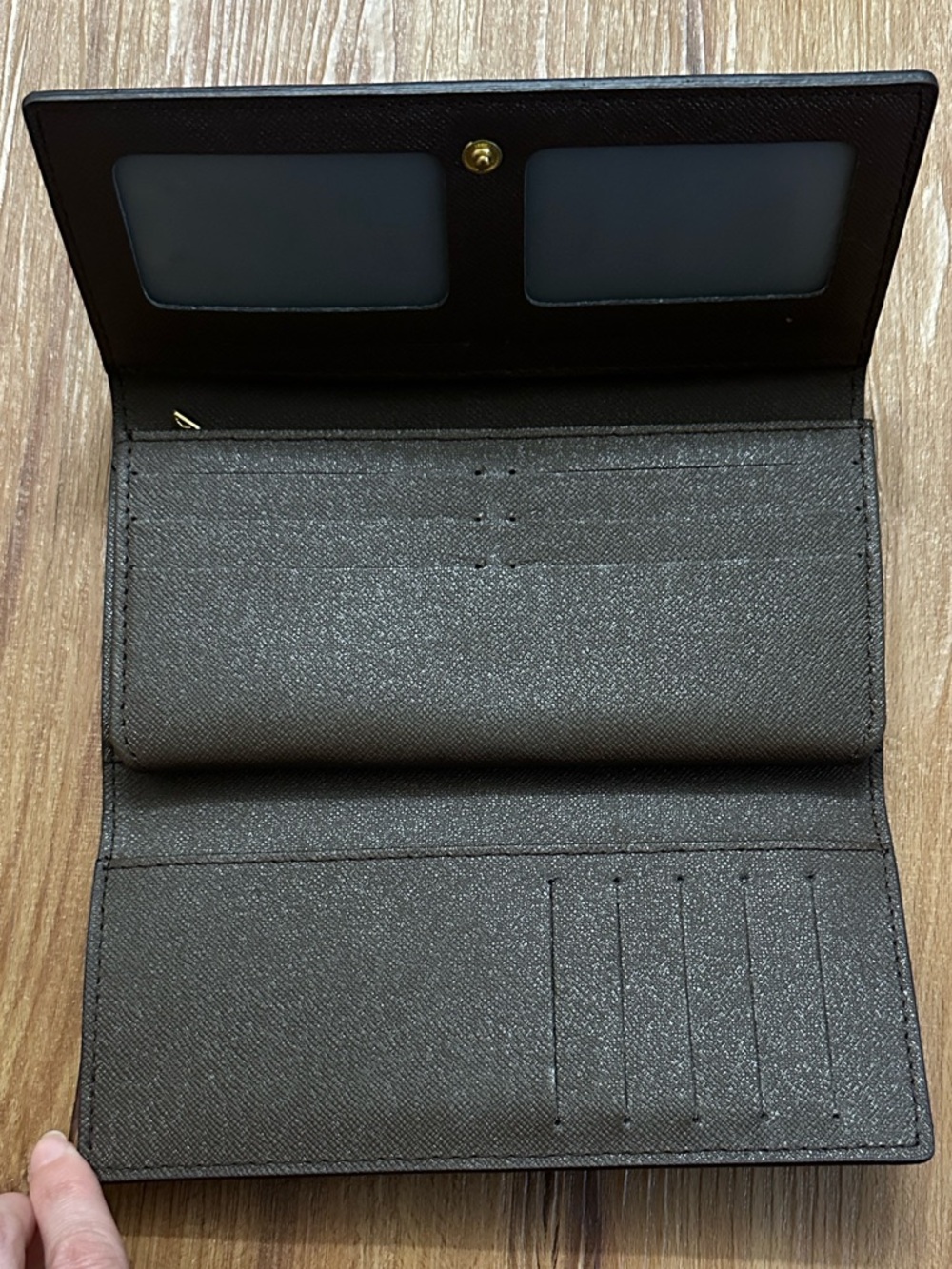 Classic Brown Checkered Long Card Holder Wallet - Picture 3 of 6
